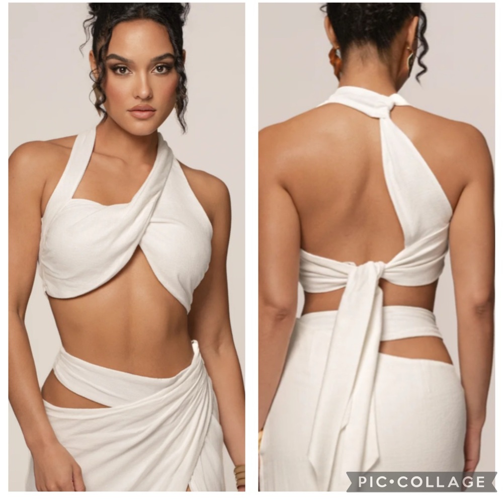 JLUXLABEL White Halter Crop Top